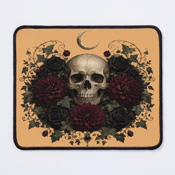 Item preview, Gothic Skull and Dark Floral Moon designed and sold by SasmitaStudioCo.