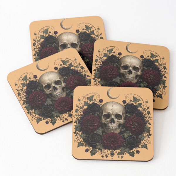 Item preview, Gothic Skull and Dark Floral Moon designed and sold by SasmitaStudioCo.