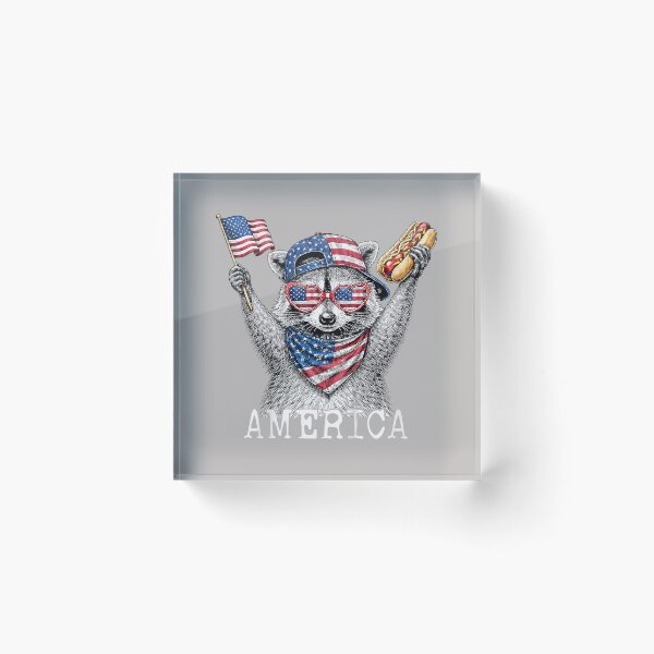 Item preview, America Raccoon Holding A Hot Dog Patriotic American Flag designed and sold by mjohnson9.