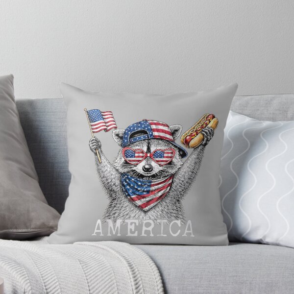 Item preview, America Raccoon Holding A Hot Dog Patriotic American Flag designed and sold by mjohnson9.