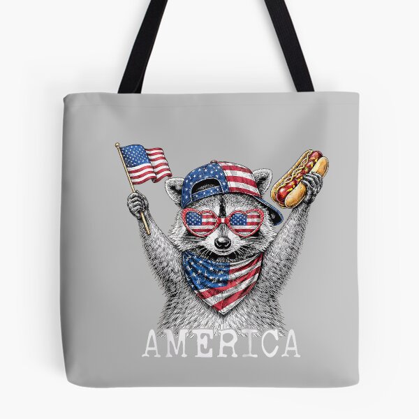 Item preview, America Raccoon Holding A Hot Dog Patriotic American Flag designed and sold by mjohnson9.