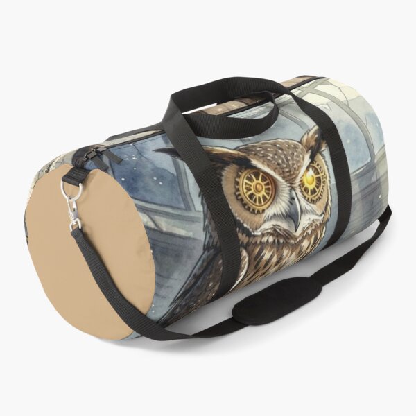 Item preview, Steampunk Owl in Moonlit Observatory – Brass Telescope & Cosmic Night designed and sold by FotoworldEdel.