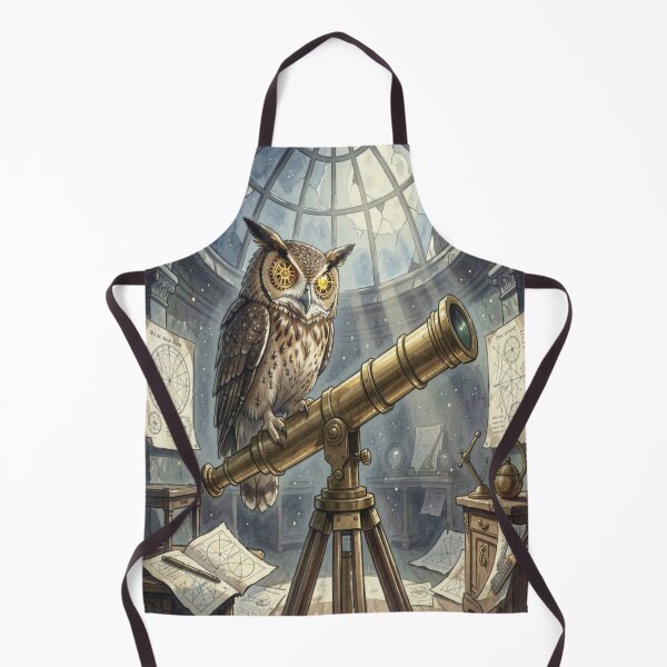 Artikelvorschau, Steampunk Owl in Moonlit Observatory – Brass Telescope & Cosmic Night entworfen und verkauft von FotoworldEdel.