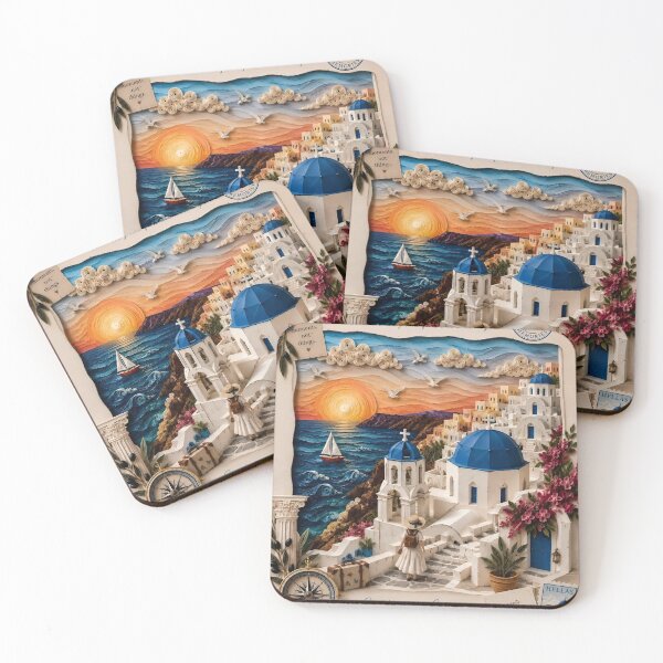 Item preview, Santorini Greece Art Work designed and sold by HayaasBoutique.