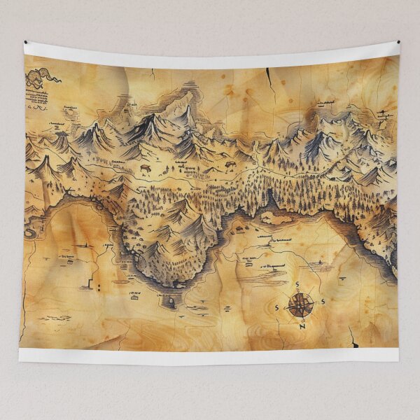 Item preview, Ancient Fantasy Map - Epic Explorer's Desk Mat & Wall Art designed and sold by VectorForge.