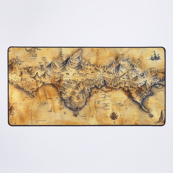 Item preview, Ancient Fantasy Map - Epic Explorer's Desk Mat & Wall Art designed and sold by VectorForge.