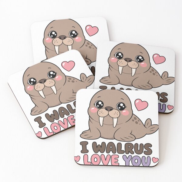 Item preview, I Walrus Love You Cute Kawaii Walrus with Hearts designed and sold by BoosterShop.