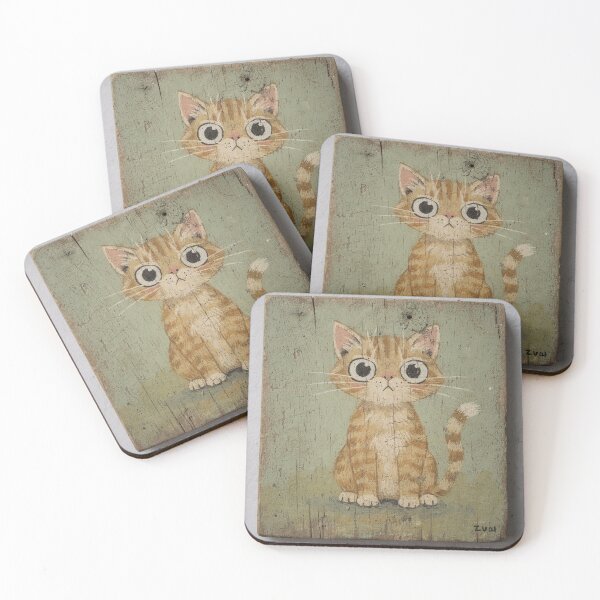 Item preview, Startled Ginger Kitten Folk Art designed and sold by PictorialWhimsy.