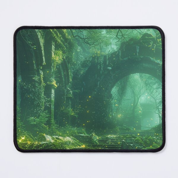 Item preview, Ancient Forest Ruins - Magical Realm Desk Mat designed and sold by VectorForge.