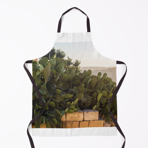 Item preview, Prickly Pear Cactus Cluster On Stone Wall At Golden Sunset Over Rural Mediterranean Hills designed and sold by Nmallia.