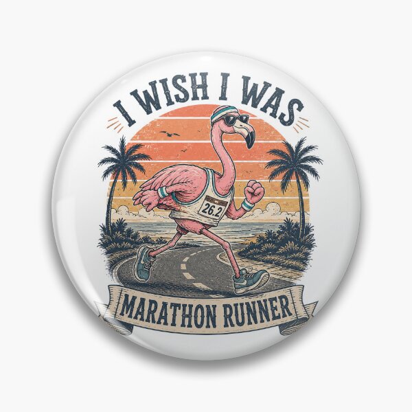 Item preview, I Wish I Was Marathon Runner Funny Flamingo Retro Sunset designed and sold by Yellowriversss.