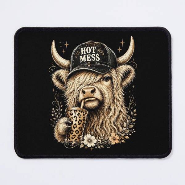 Item preview, Hot Mess Highland Cow Funny Cute Coffee Lover Graphic designed and sold by MaskedTarget.