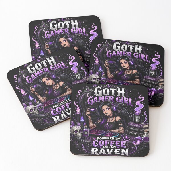 Item preview, Goth Gamer Girl Powered By Coffee And My Raven designed and sold by BadhbhLoot.