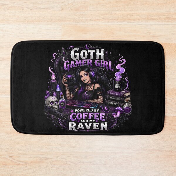 Item preview, Goth Gamer Girl Powered By Coffee And My Raven designed and sold by BadhbhLoot.