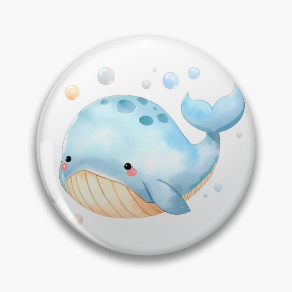 Item preview, Cute Kawaii Blue Whale Watercolor Illustration | Adorable Ocean Animal | Pastel Sea Life Cartoon Sticker designed and sold by PrintelloTH.