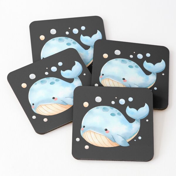 Item preview, Cute Kawaii Blue Whale Watercolor Illustration | Adorable Ocean Animal | Pastel Sea Life Cartoon Sticker designed and sold by PrintelloTH.