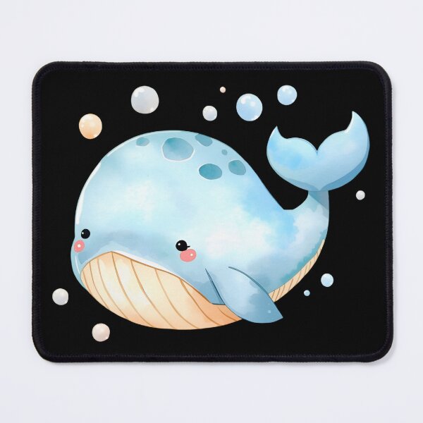 Item preview, Cute Kawaii Blue Whale Watercolor Illustration | Adorable Ocean Animal | Pastel Sea Life Cartoon Sticker designed and sold by PrintelloTH.
