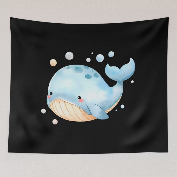 Item preview, Cute Kawaii Blue Whale Watercolor Illustration | Adorable Ocean Animal | Pastel Sea Life Cartoon Sticker designed and sold by PrintelloTH.