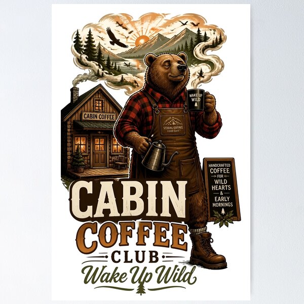Item preview, Cabin Coffee Club Bear designed and sold by Sovereign Supply Co..