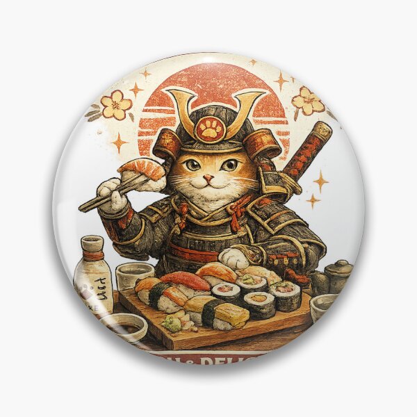 Item preview, Samurai Sushi Cat – Retro Japanese Kawaii Illustration designed and sold by بيعها | Bee3ha.