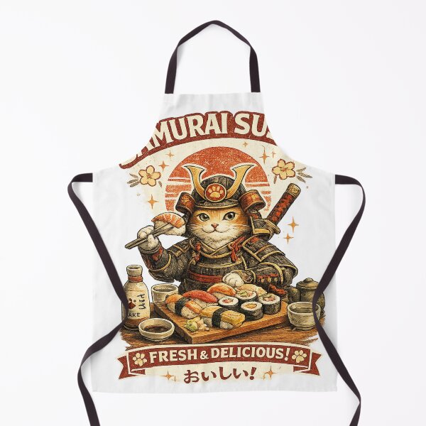 Item preview, Samurai Sushi Cat – Retro Japanese Kawaii Illustration designed and sold by بيعها | Bee3ha.