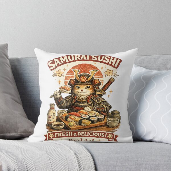 Item preview, Samurai Sushi Cat – Retro Japanese Kawaii Illustration designed and sold by بيعها | Bee3ha.