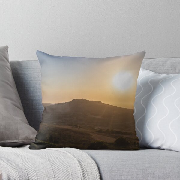 Item preview, Golden Sunset Over Rural Hill With Silhouetted Tower and Rolling Countryside in Warm Light designed and sold by Nmallia.
