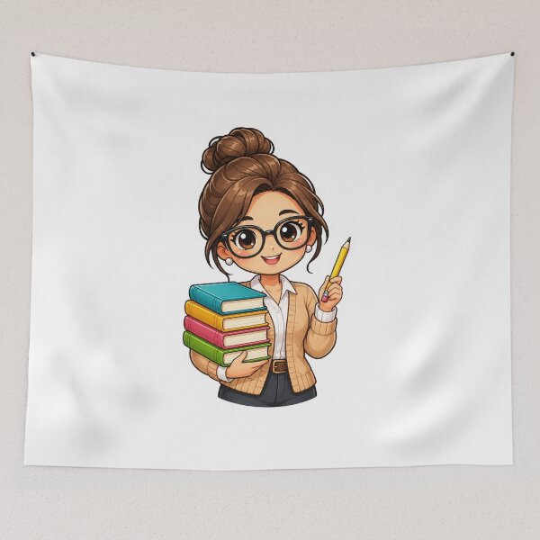 Item preview, Cute Female Teacher with Books | Kawaii Teacher Gift for School designed and sold by Pixanova.