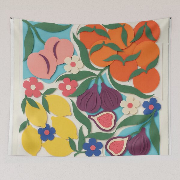 Item preview, Matisse Inspired Summer Fruit Market | Colorful Mediterranean Cut Paper Collage Wall Art designed and sold by Tamas Das.