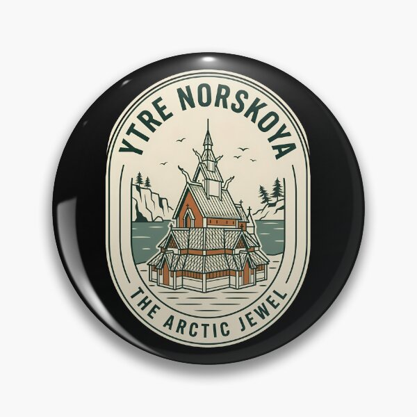 Item preview, Ytre Norskoya Norway Stave Church Vintage Travel Emblem designed and sold by k3rstman1.