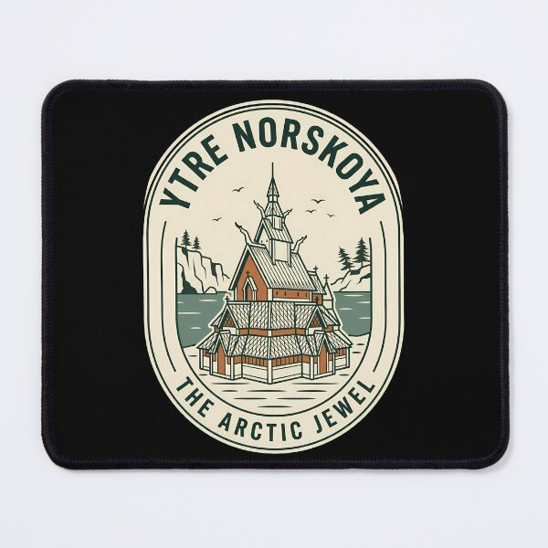 Item preview, Ytre Norskoya Norway Stave Church Vintage Travel Emblem designed and sold by k3rstman1.