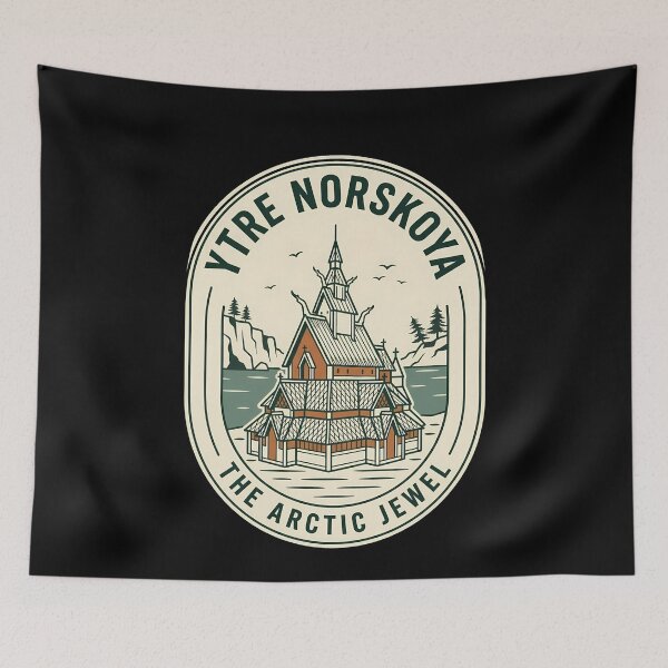 Item preview, Ytre Norskoya Norway Stave Church Vintage Travel Emblem designed and sold by k3rstman1.
