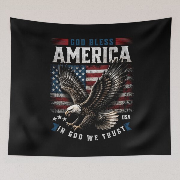 Item preview, God Bless America - Majestic Bald Eagle & Vintage USA Flag Patriotic Design designed and sold by Peter Kaul.