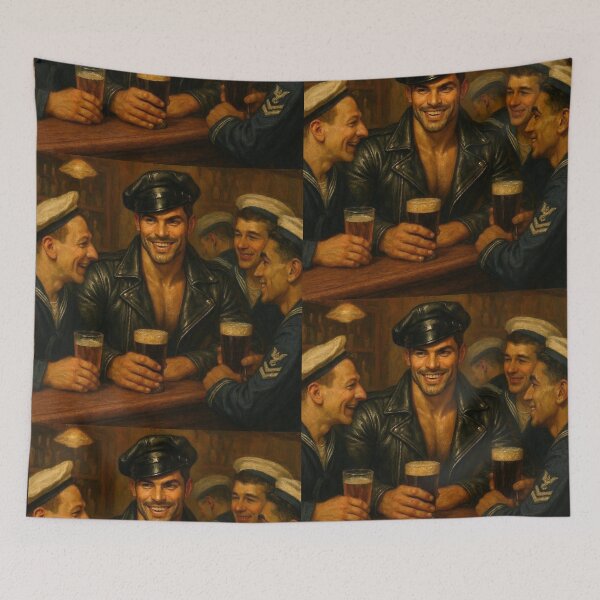 Item preview, 1940's London Tom of Finland Tribute - All The Sailors Love A Biker - Gay Leather Daddy designed and sold by ItsAKinkThing.