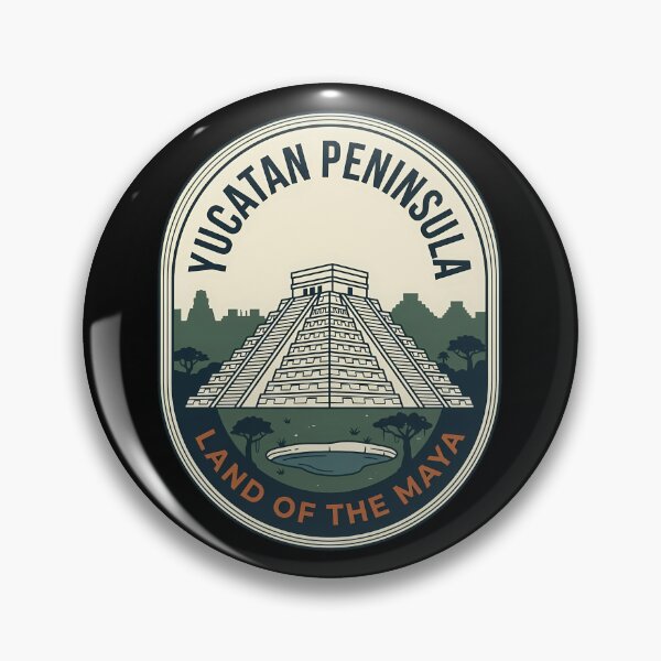 Item preview, Yucatan Peninsula Maya Pyramid Vintage Travel Emblem designed and sold by k3rstman1.