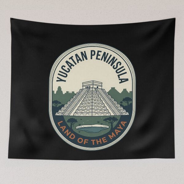 Item preview, Yucatan Peninsula Maya Pyramid Vintage Travel Emblem designed and sold by k3rstman1.