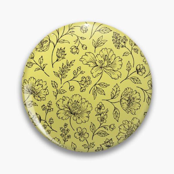 Item preview, Endless Garden Botanical Wildflower Line Art Pattern Yellow designed and sold by The Fine Print by BassAddict.