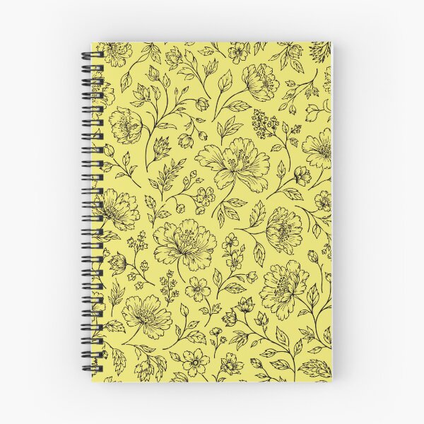 Item preview, Endless Garden Botanical Wildflower Line Art Pattern Yellow designed and sold by The Fine Print by BassAddict.