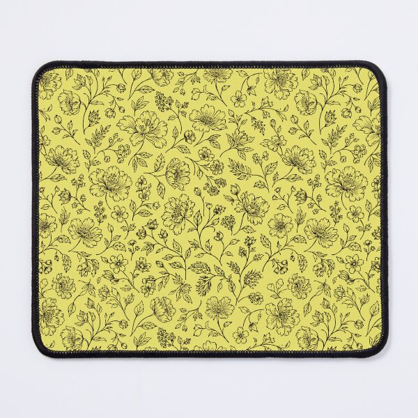 Item preview, Endless Garden Botanical Wildflower Line Art Pattern Yellow designed and sold by The Fine Print by BassAddict.