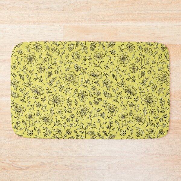 Item preview, Endless Garden Botanical Wildflower Line Art Pattern Yellow designed and sold by The Fine Print by BassAddict.
