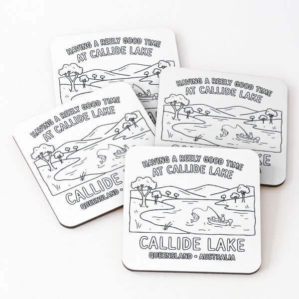 Item preview, Callide Lake Queensland Funny Fishing Australia Line Art designed and sold by Yellowriversss.