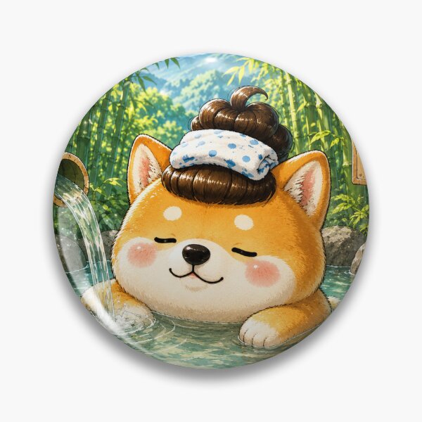 Item preview, SHIBAMARU Bamboo Onsen Sticker | Cute Shiba Inu Japanese Hot Spring designed and sold by ComKomuJapan.