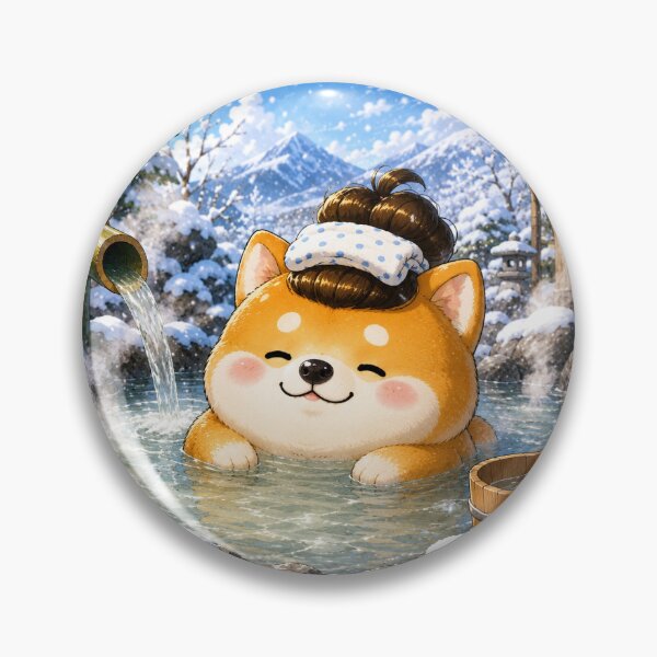 Item preview, SHIBAMARU Snowy Onsen Sticker | Cute Shiba Inu Winter Hot Spring designed and sold by ComKomuJapan.