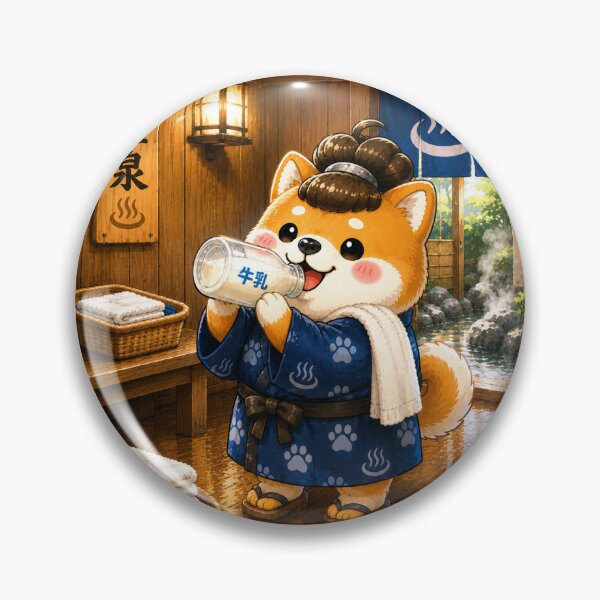 Item preview, SHIBAMARU Milk After Onsen Sticker | Cute Shiba Inu Hot Spring designed and sold by ComKomuJapan.