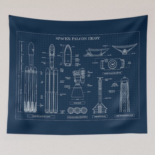 Item preview, SPACEX: Falcon Heavy (Navy Blueprint) designed and sold by BGALAXY.
