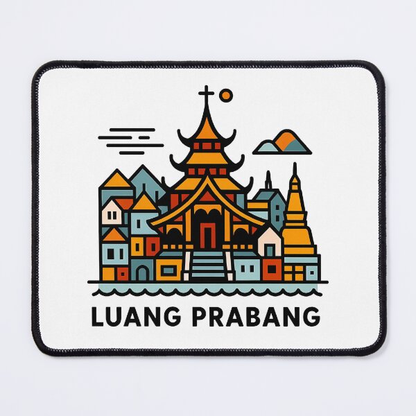 Item preview, Luang Prabang Laos Travel Poster - Abstract Buddhist Temple Art designed and sold by OzzFrequency.