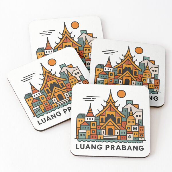 Item preview, Luang Prabang Laos Travel Poster - Abstract Buddhist Temple Art designed and sold by OzzFrequency.