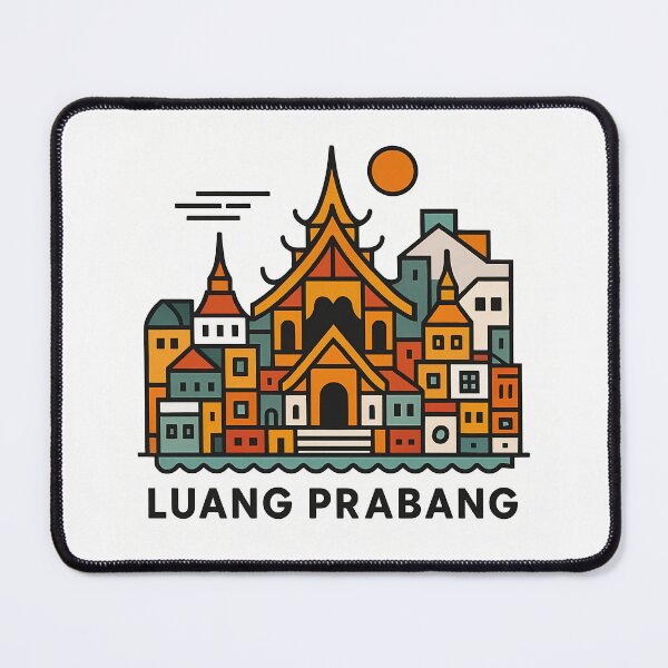 Item preview, Luang Prabang Laos Travel Poster - Abstract Buddhist Temple Art designed and sold by OzzFrequency.