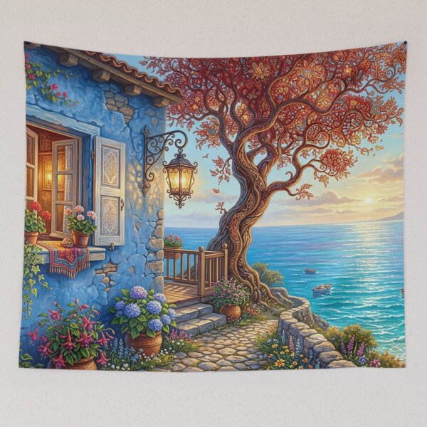 Item preview, Mediterranean evening tranquility by the sea designed and sold by Sigtrix.