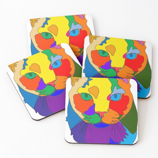 Item preview, Rainbow Mosaic Feline Pop Art Portrait designed and sold by Komatoya.